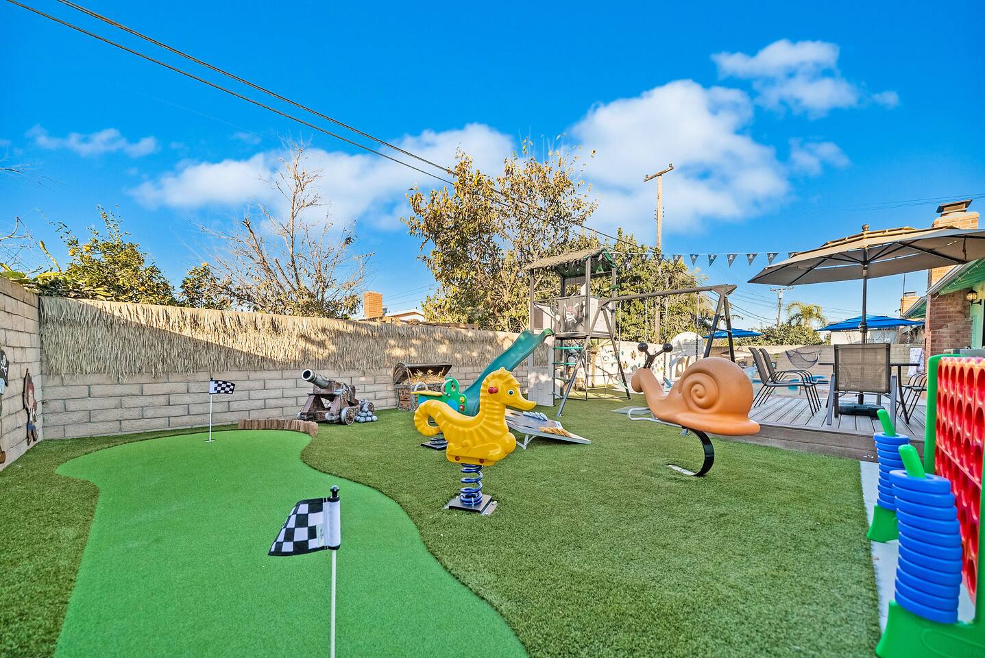 Mini golf and spring-riders.