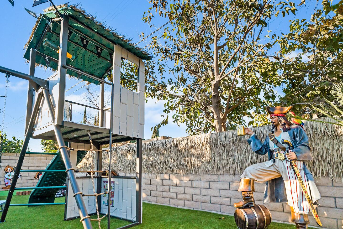 Pirate statue overlooking the playground fort!