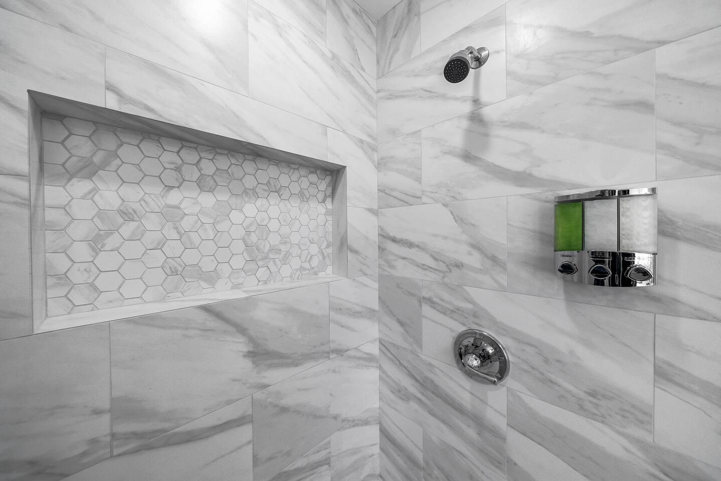 Sleek shower design.