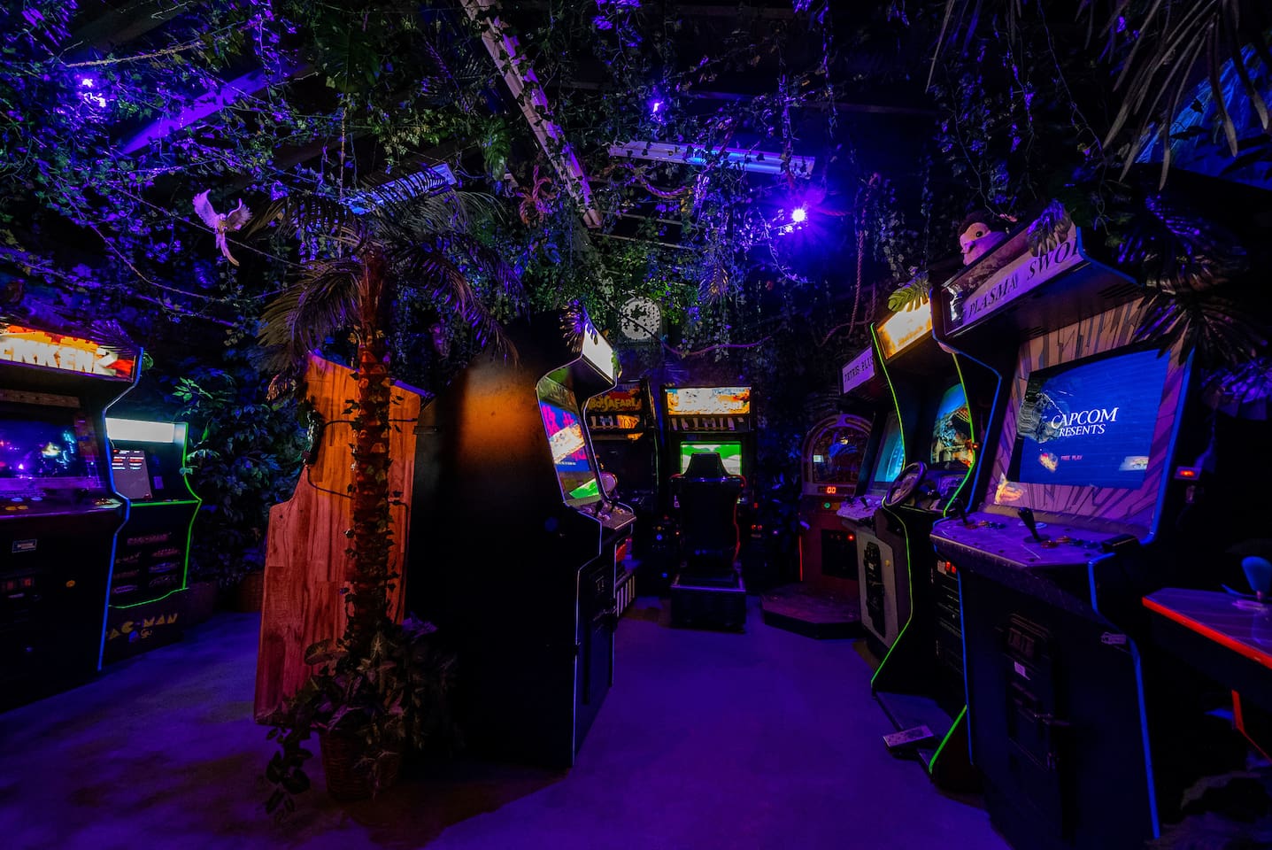 The jungle arcade machine boasts over 15 free to play arcade games!