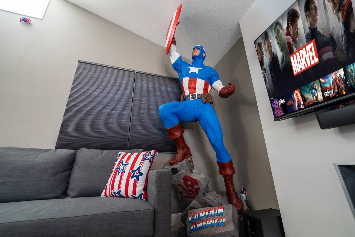 Captain America statue in the living room!