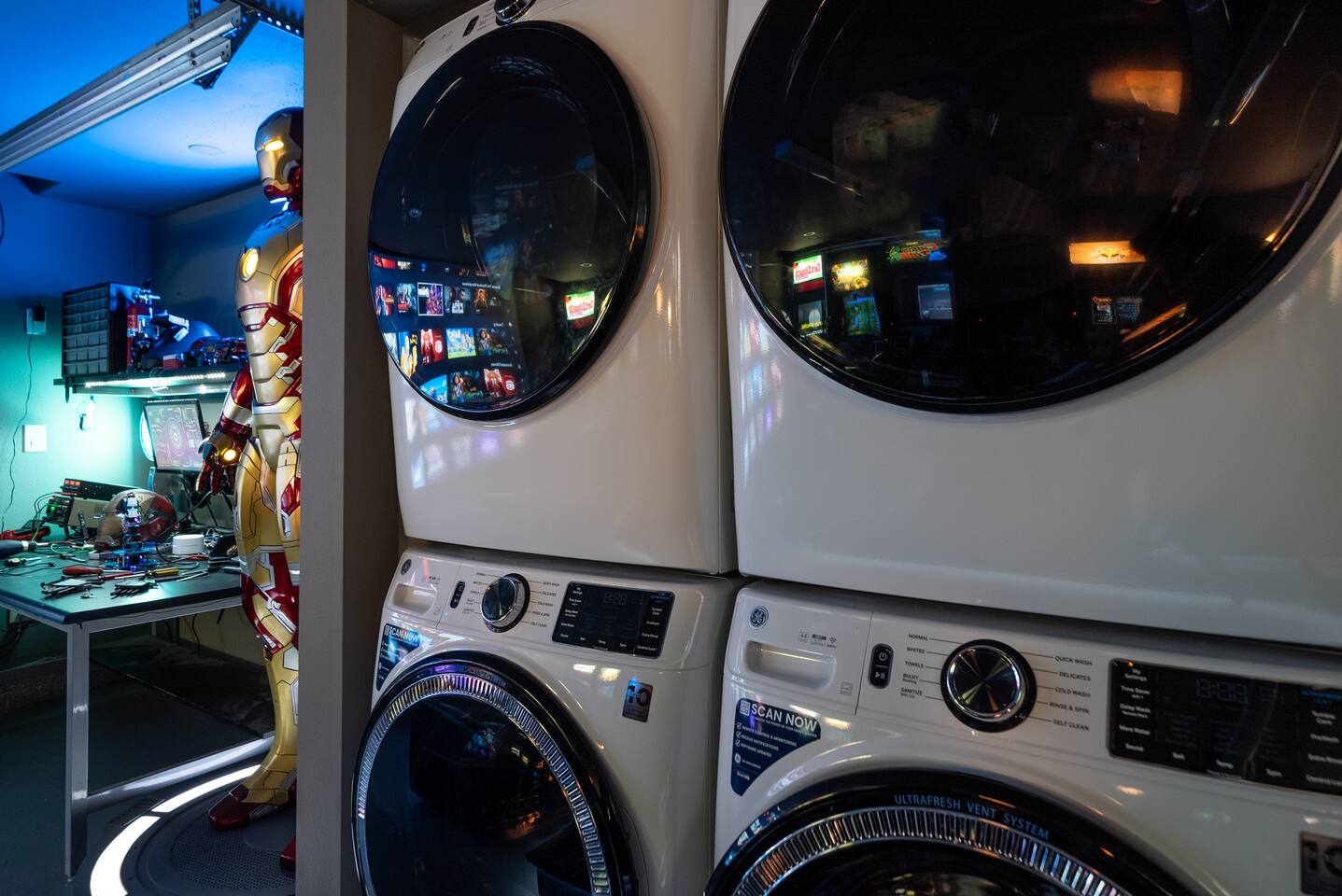 Two sets of stacked washer and dryer!