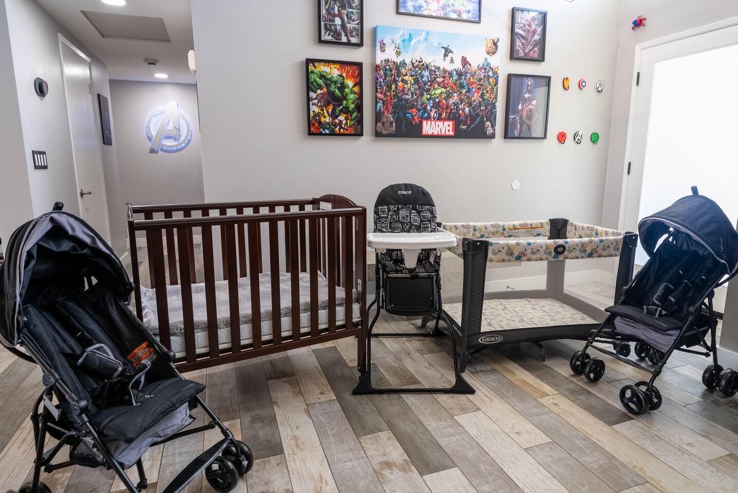 Home is supplied with cribs, high chair, and strollers!