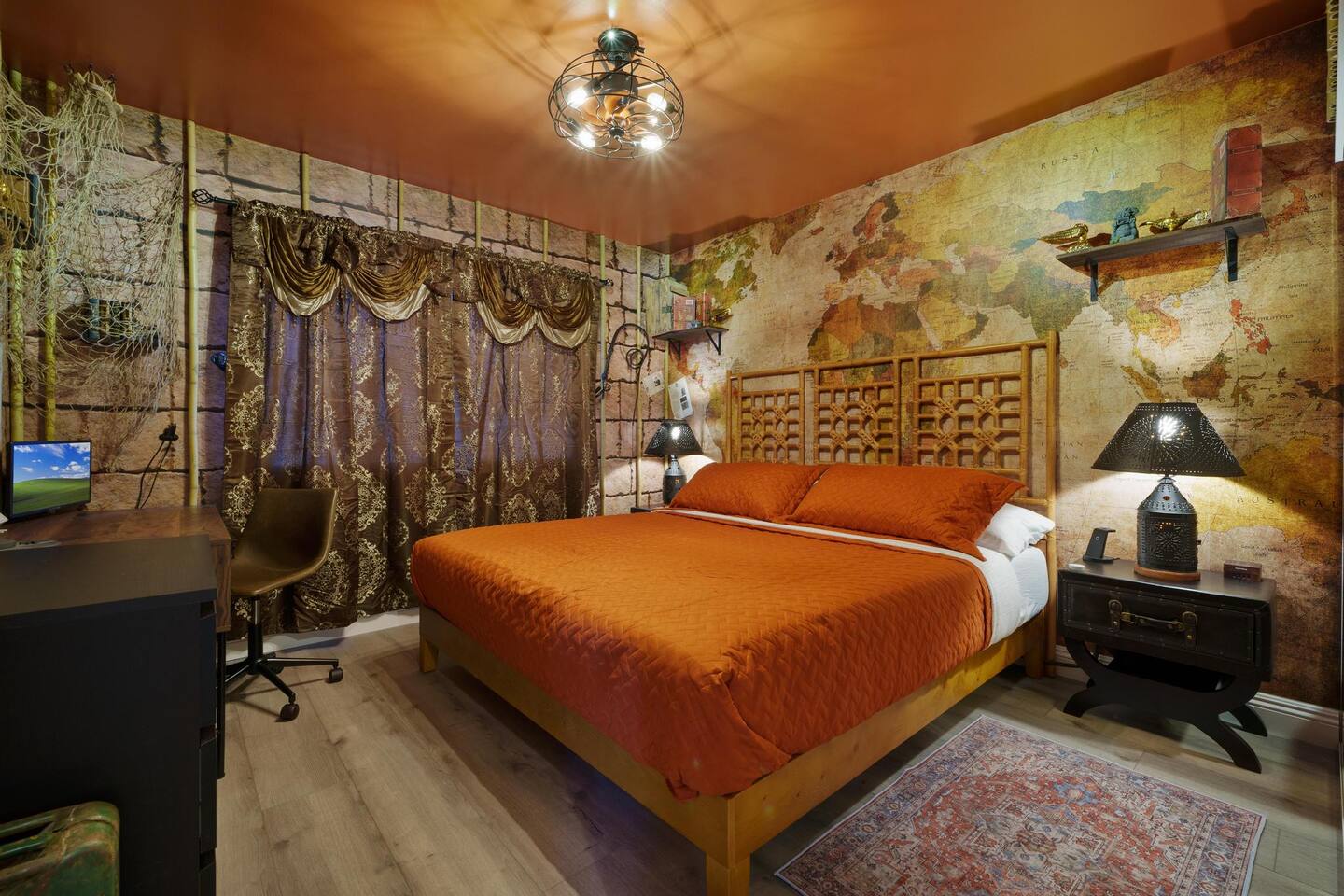Indiana Jones themed Master bedroom with King size bed!