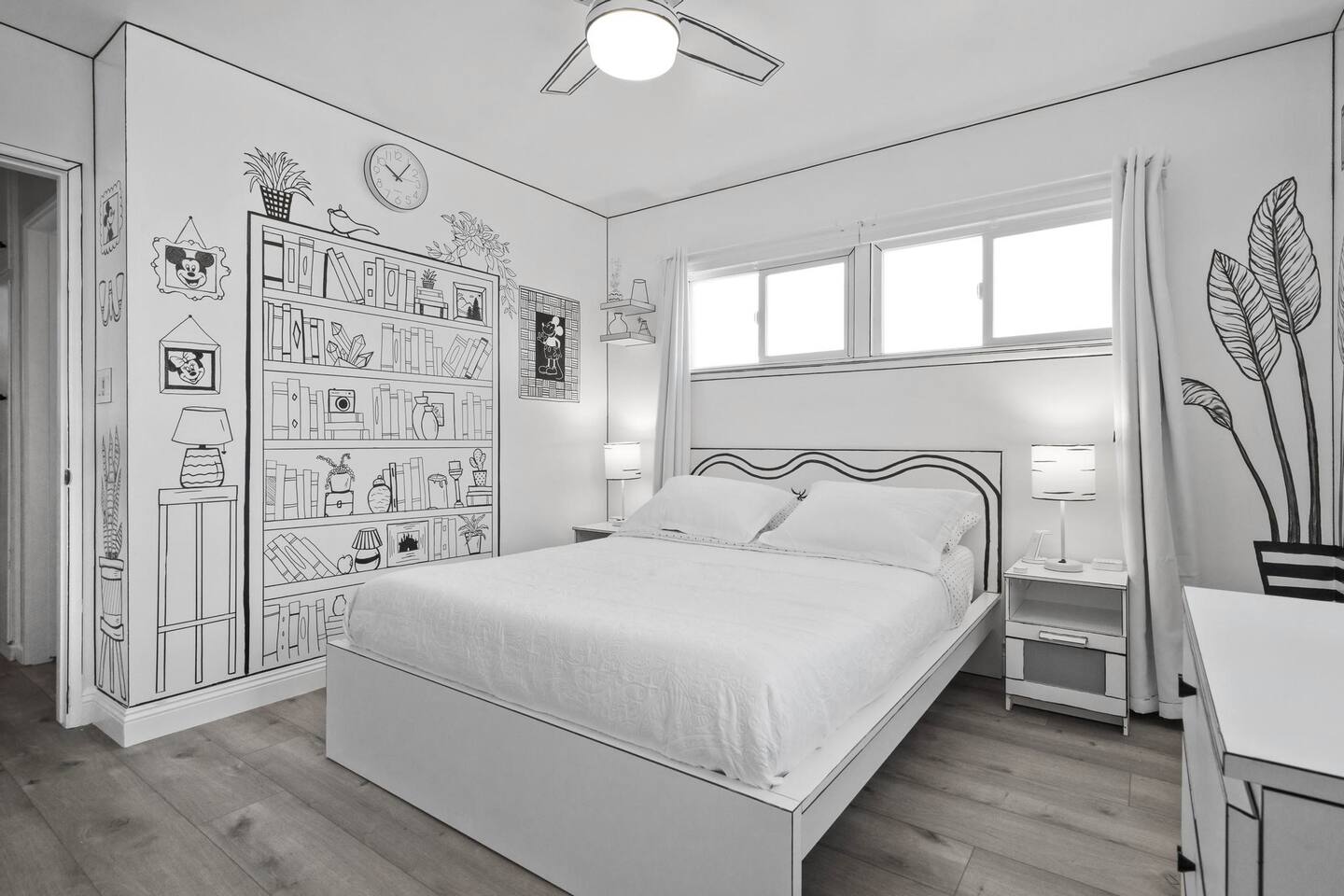 Steamboat Willie themed bedroom with Queen size bed!