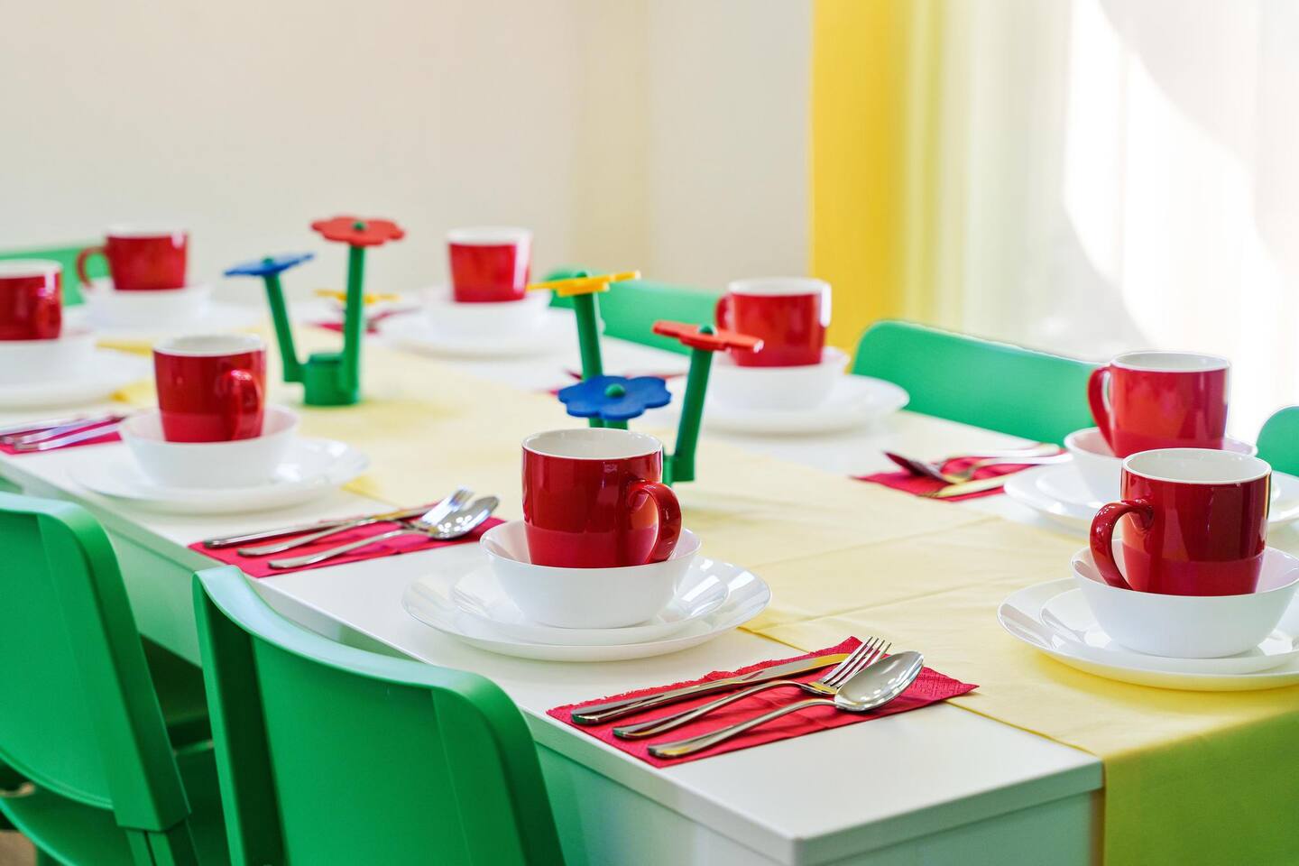 Colorful matching place setting.