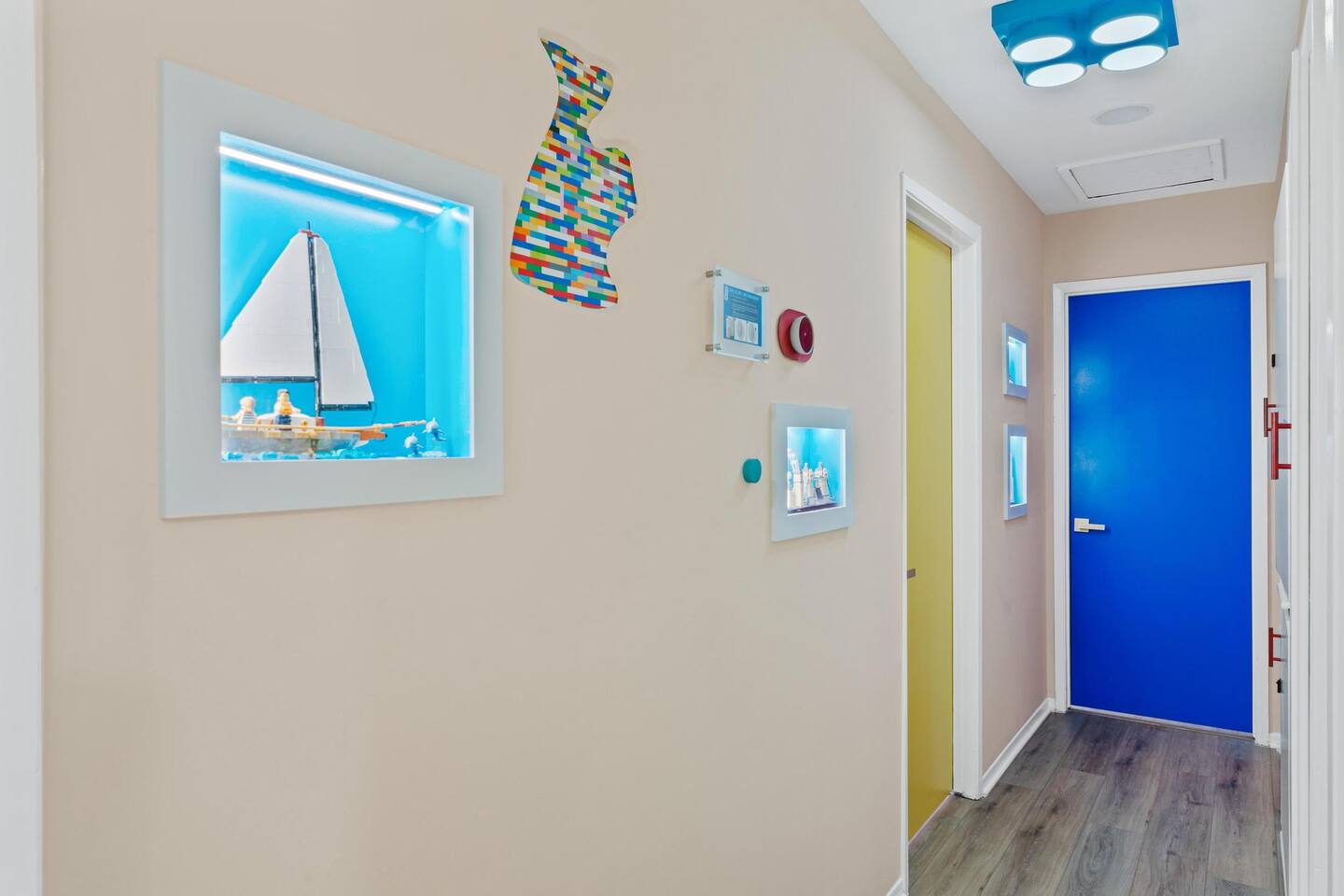 LEGO sets built into the walls.