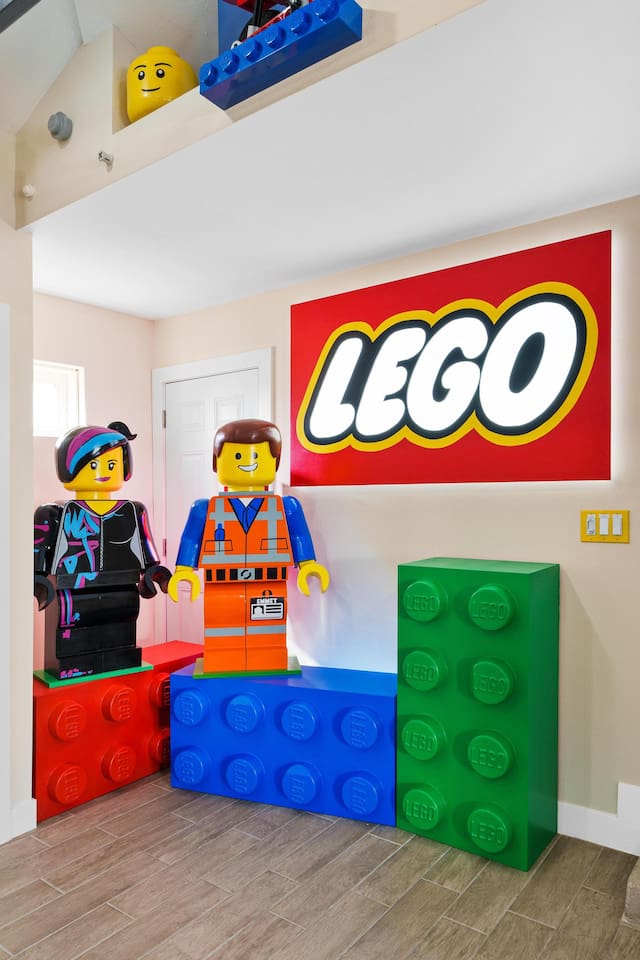 LEGO statues in the playroom.