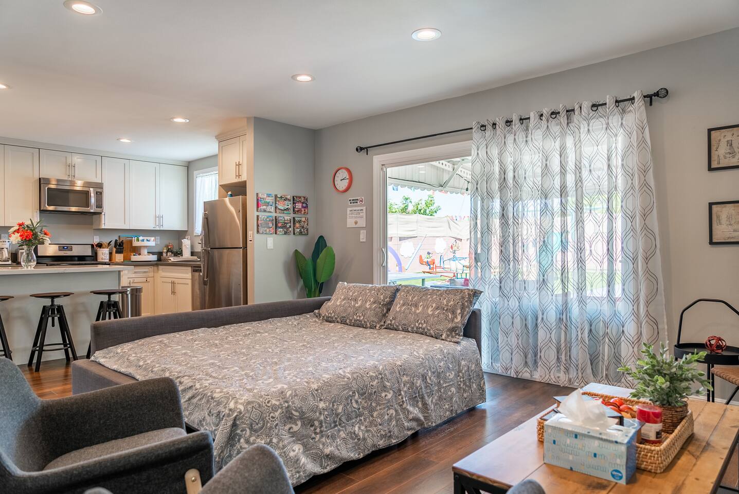 Living Room couch turns into a pull-out bed!