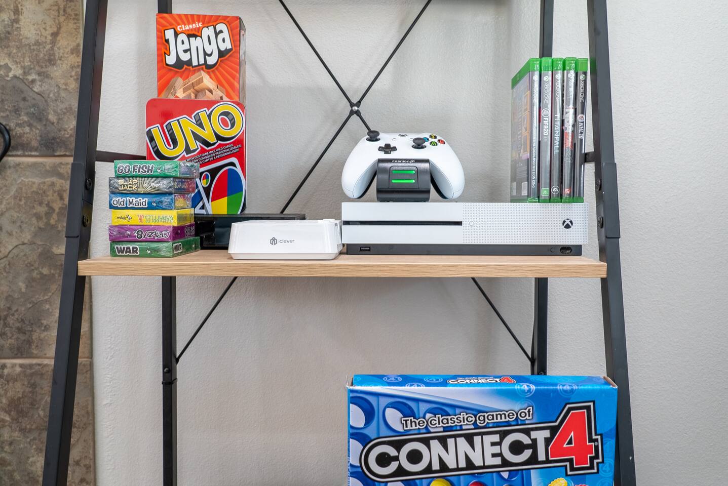 Home is supplied with Xbox, video games, and board games for the whole family!