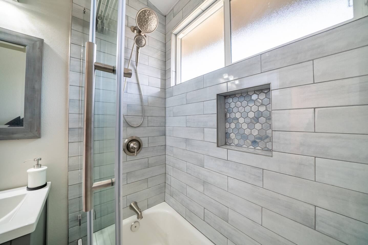 Sleek and modern shower with tub!