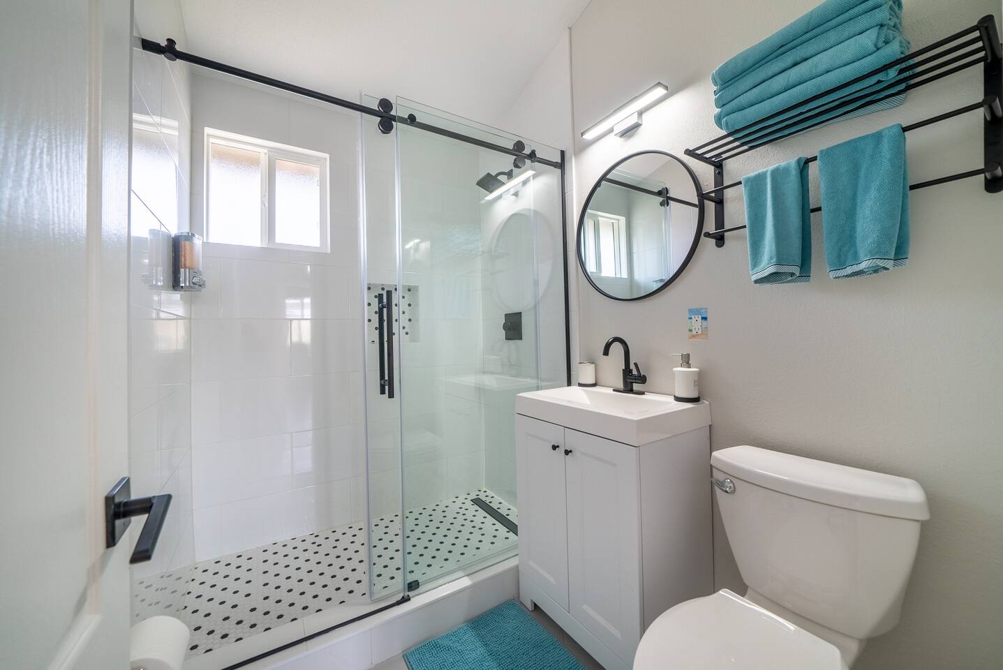 Minimalist shower for guests.