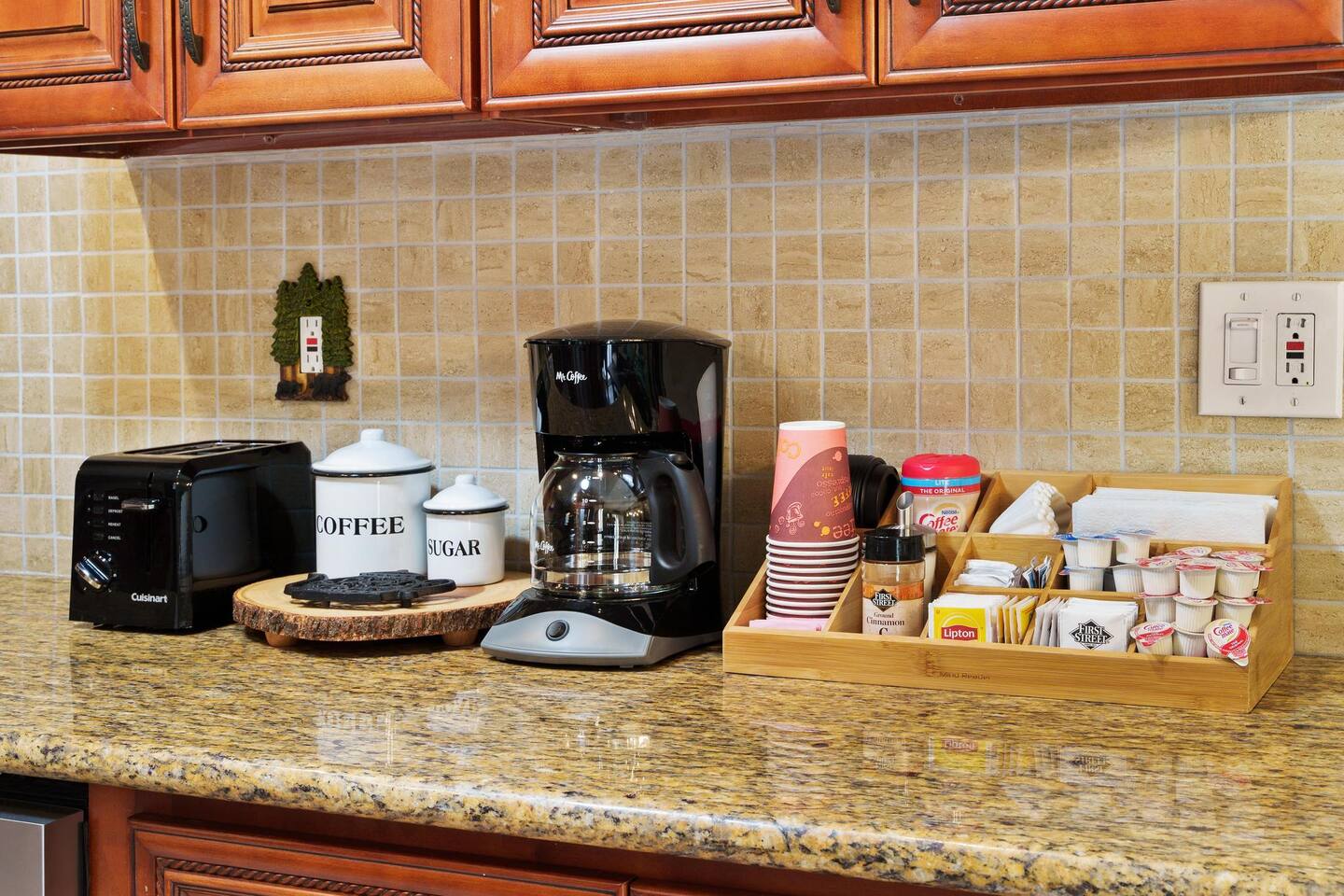 Coffeemaker and accompaniments! 