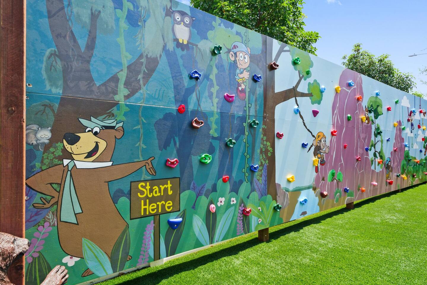 Join Yogi Bear on the rock climbing wall!