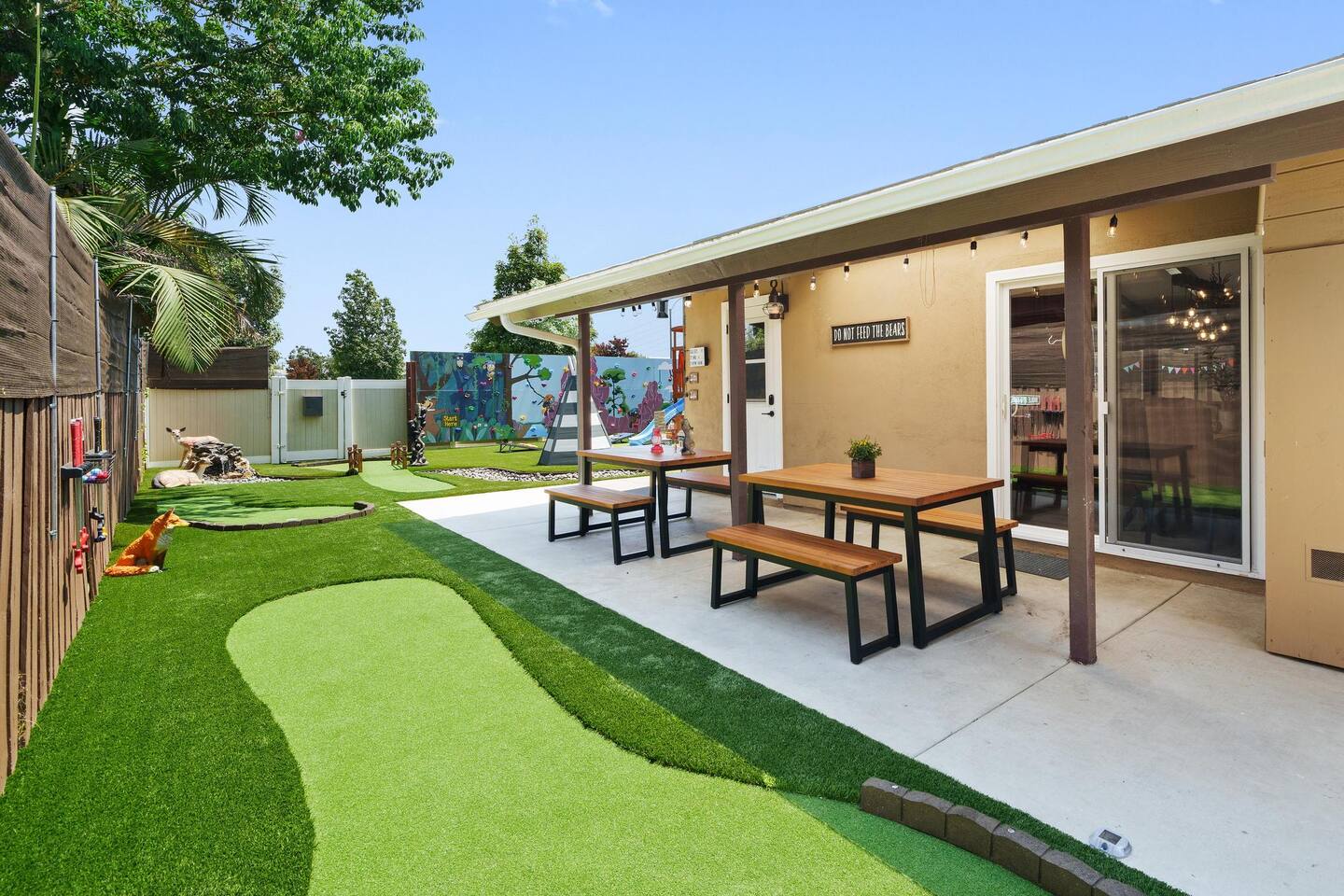 Outside dining by mini gold course!