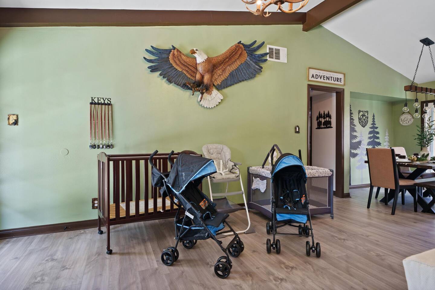 Home is supplied with cribs, high chair, and strollers!
