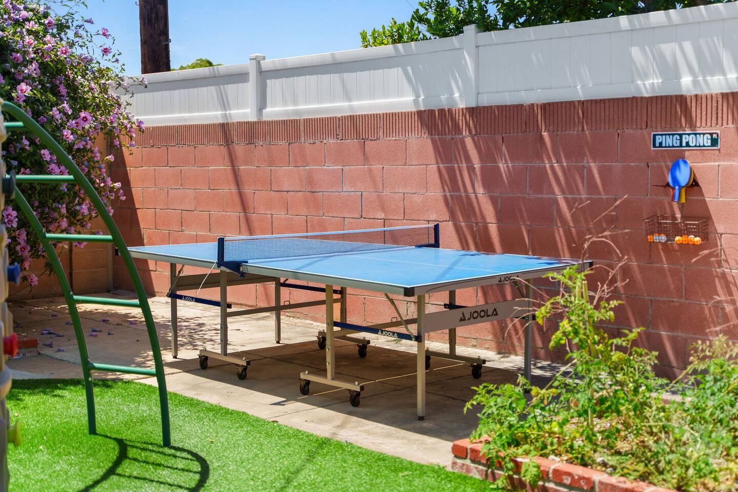 Ping Pong table in the backyard.