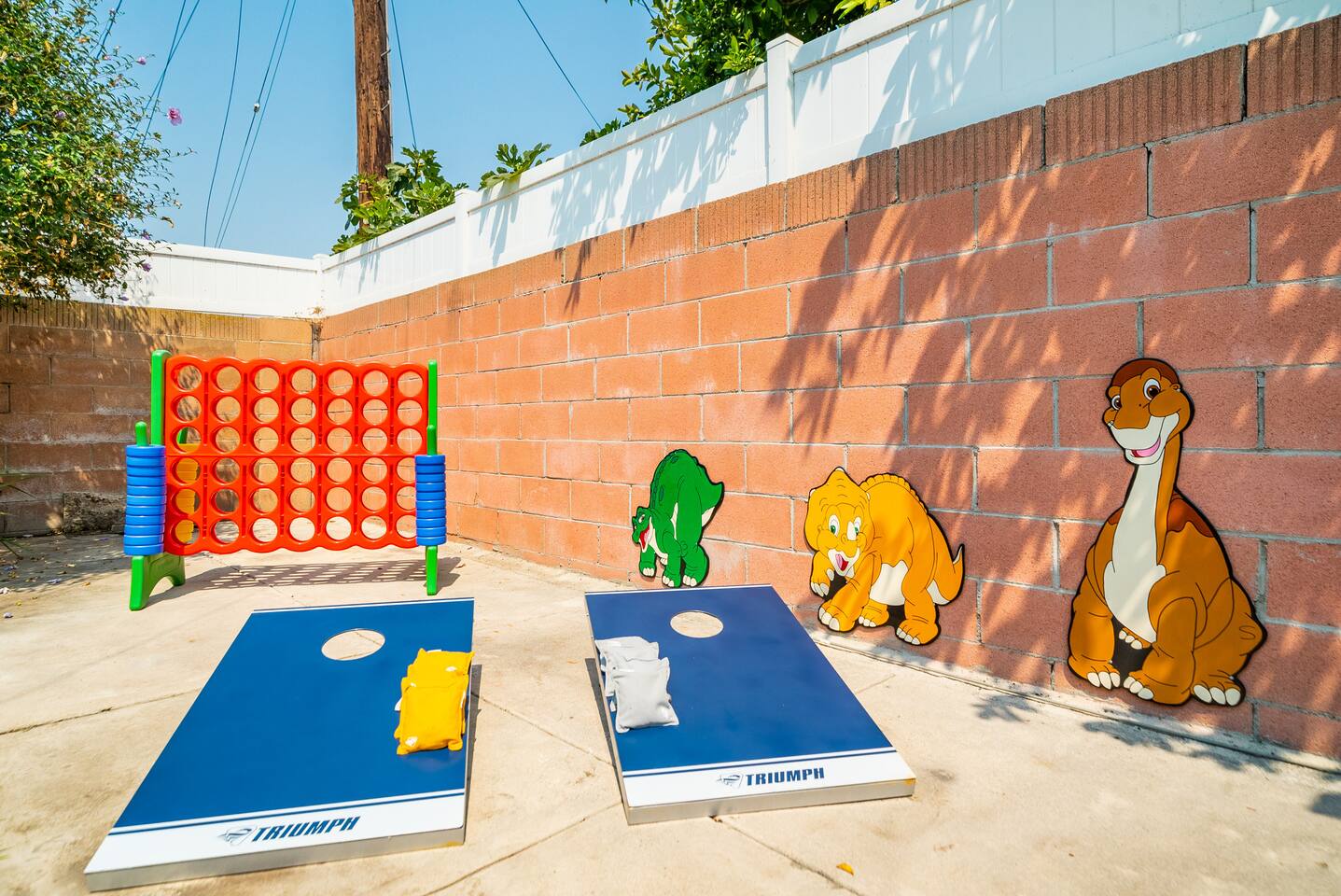 For your traditional lawn games: Corn hole and Connect 4!
