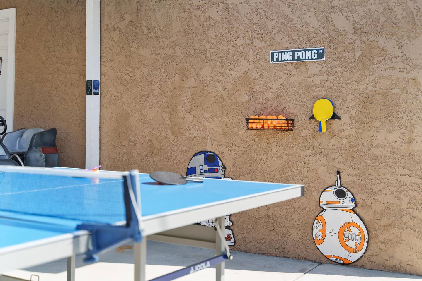 Ping pong table on the backyard patio!