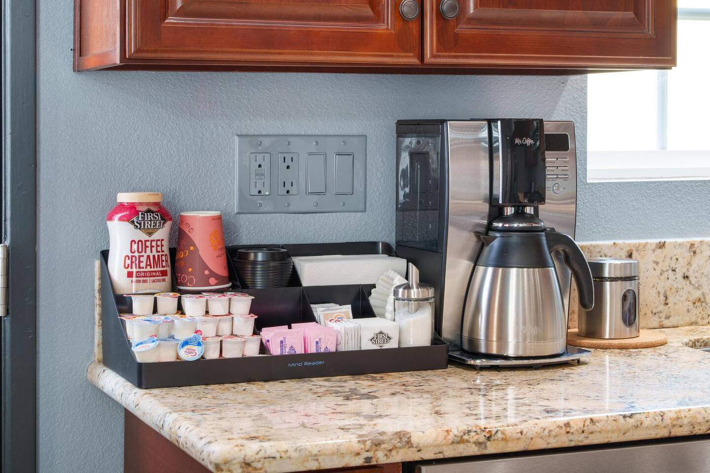 Coffeemaker and accompaniments!